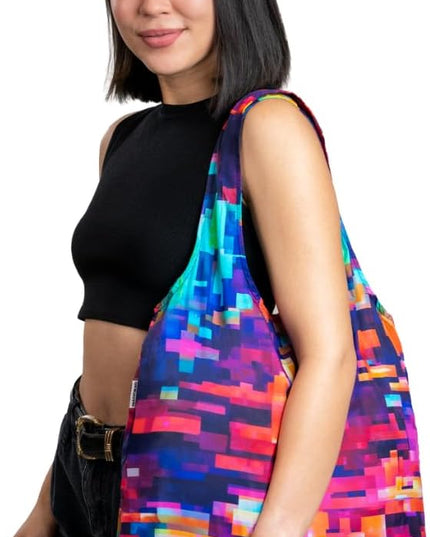 Nanobag Ultralight Foldable Tote for Women & Men, Reusable Grocery & Travel Bag, Packable Collapsible Compact Market Essential (Standard Pixels)