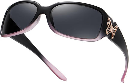 HAOLOTA Women's Polarized Sunglasses - Fashionable Wraparound Butterfly Design with UV400 Protection