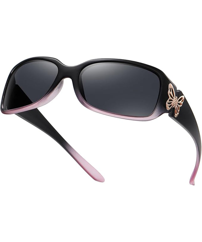 HAOLOTA Women's Polarized Sunglasses - Fashionable Wraparound Butterfly Design with UV400 Protection