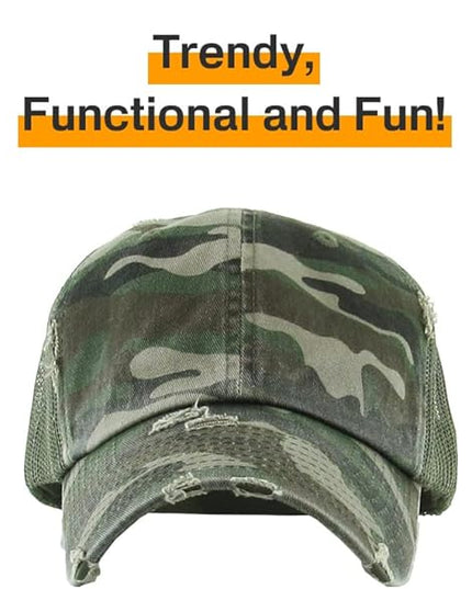 KBETHOS Vintage Washed Distressed Cotton Dad Hat Baseball Cap Adjustable Polo Trucker Unisex Style Headwear