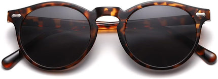 Gleyemor Vintage Polarized Sunglasses for Men Round Sunglasses UV400 Protection Retro Hand-crafted Acetate Frame