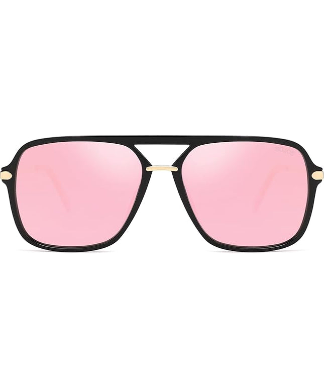 SOJOS Sunglasses for Women & Men, Square, Retro, Polarized Lens, Trendy Aviator, 90s Shades