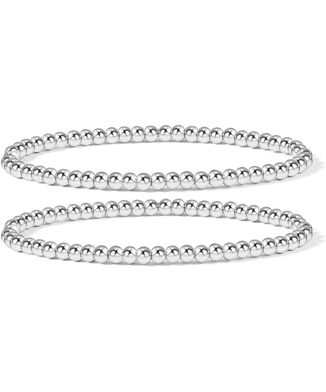 Elegance 11 designs 14K Gold Plated Bead Ball Bracelet Stretchable Elastic Gold Beaded Bracelets for Women
