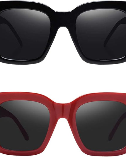 Vintage Women Oversized Sunglasses Designer Luxury Square Sun Glasses UV400 Protection Flat Lens