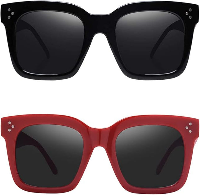 Vintage Women Oversized Sunglasses Designer Luxury Square Sun Glasses UV400 Protection Flat Lens