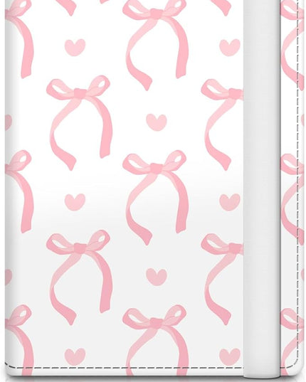 Passport Holder for Travel Essentials, RFID Premium Leather Passport Wallet Cover Case for Travel Must Haves Accessories, Passport Book Holders for Women Men Pink Cute Bowtie