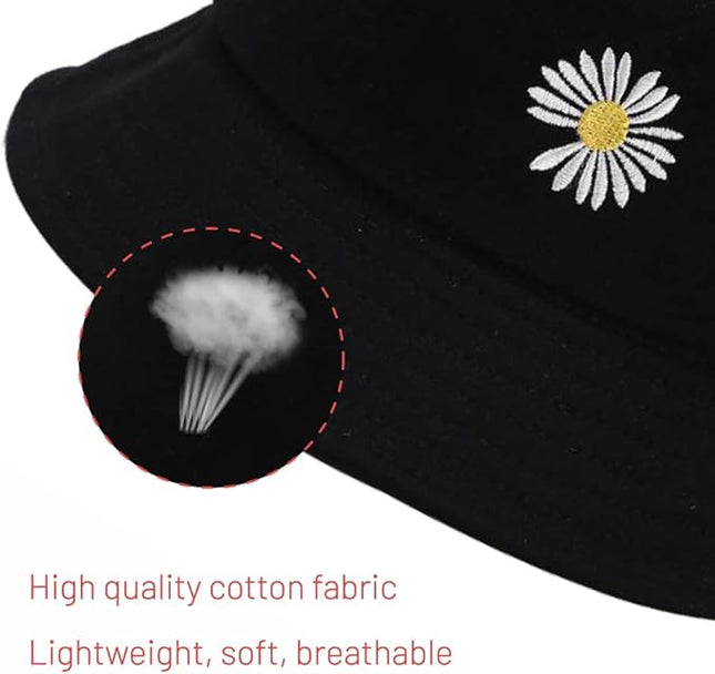 Cotton Bucket Hat for Women Men Summer Travel Sun Beach Bucket Cap, Unisex Outdoor Fisherman Hat