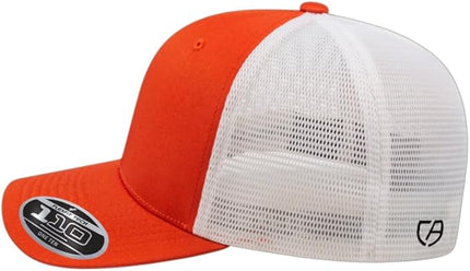Cap America i8502 Flexfit 110 Premium Mid Profile 6-Panel Mesh Back Trucker Cap Hat w/UV Guard & Adjustable Snapback