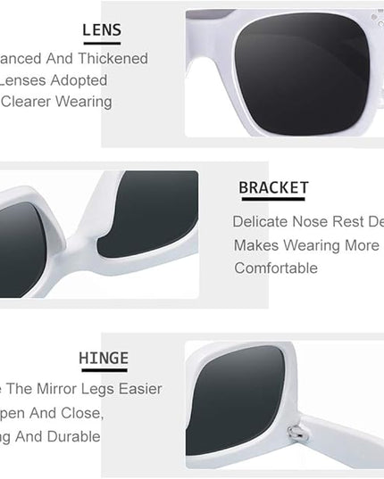Vintage Women Oversized Sunglasses Designer Luxury Square Sun Glasses UV400 Protection Flat Lens