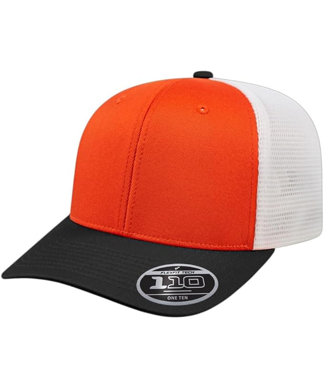 Cap America i8502 Flexfit 110 Premium Mid Profile 6-Panel Mesh Back Trucker Cap Hat w/UV Guard & Adjustable Snapback