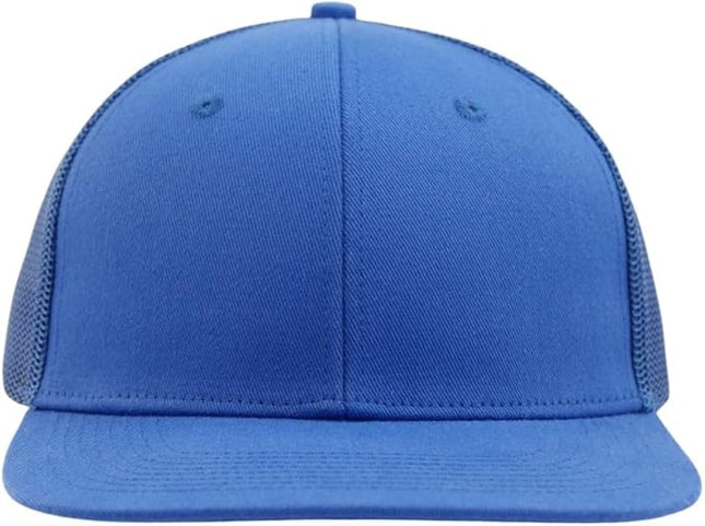 Flat Bill Snapback Mesh Hats | Fits OSFM & XXL Big Head | Blank Solid Color Adjustable Trucker Hat for Men