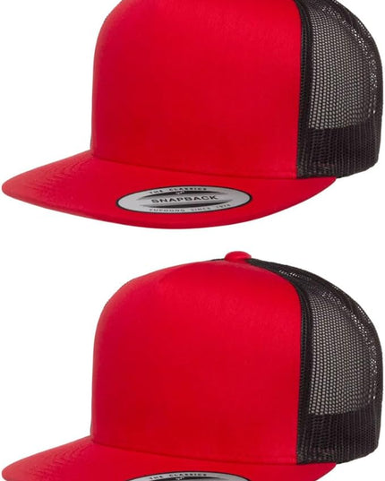 Yupoong 5-Panel YP Classic Trucker Cap | High Profile Flat Visor Snapback | OSFM | Bulk Packs Available