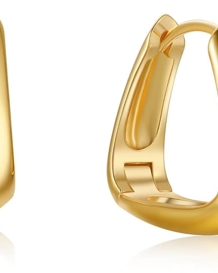 18K Gold Plated Chunky Hoop Earrings for Women Fashion Thick Gold Hoops Set Jewelry for Birthday Christmas Gifts