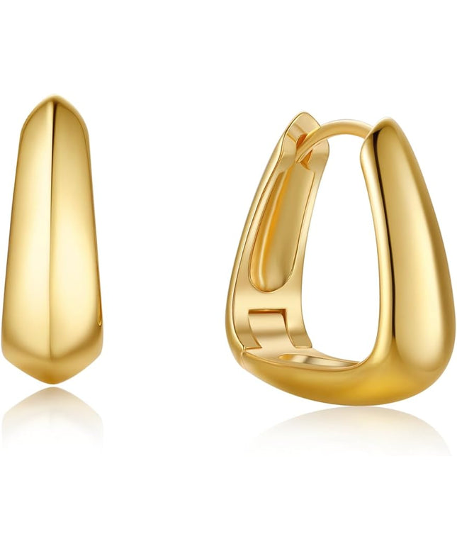 18K Gold Plated Chunky Hoop Earrings for Women Fashion Thick Gold Hoops Set Jewelry for Birthday Christmas Gifts