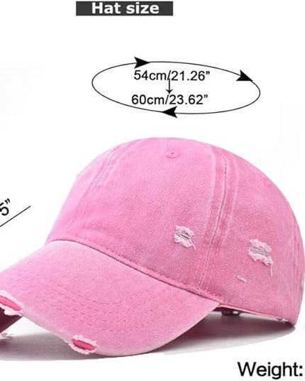 Classic Vintage Distressed Baseball Cap, Washed Cotton, Adjustable Fit