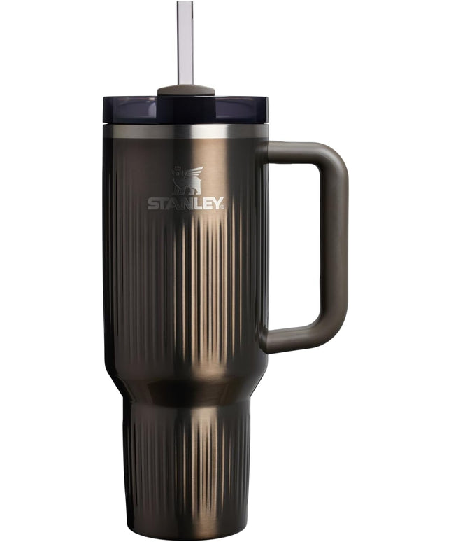 STANLEY Quencher H2.0 Tumbler with Handle and Straw 40 oz | Flowstate 3-Position Lid | Cup Holder Compatible for Travel | Insulated Stainless Steel Cup | BPA-Free | Fluted Gunmetal Shine