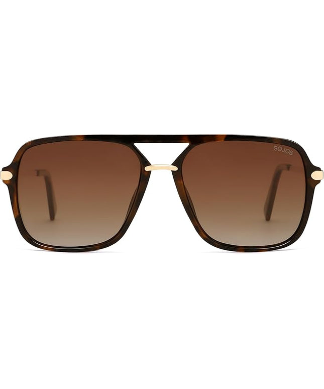 SOJOS Sunglasses for Women & Men, Square, Retro, Polarized Lens, Trendy Aviator, 90s Shades
