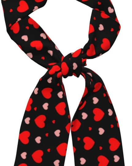Valentine Red Hearts Bandanas Head Scarf For Women Hair Scarves Accessories Lightweight Fashion Wrap Neck Headscarf