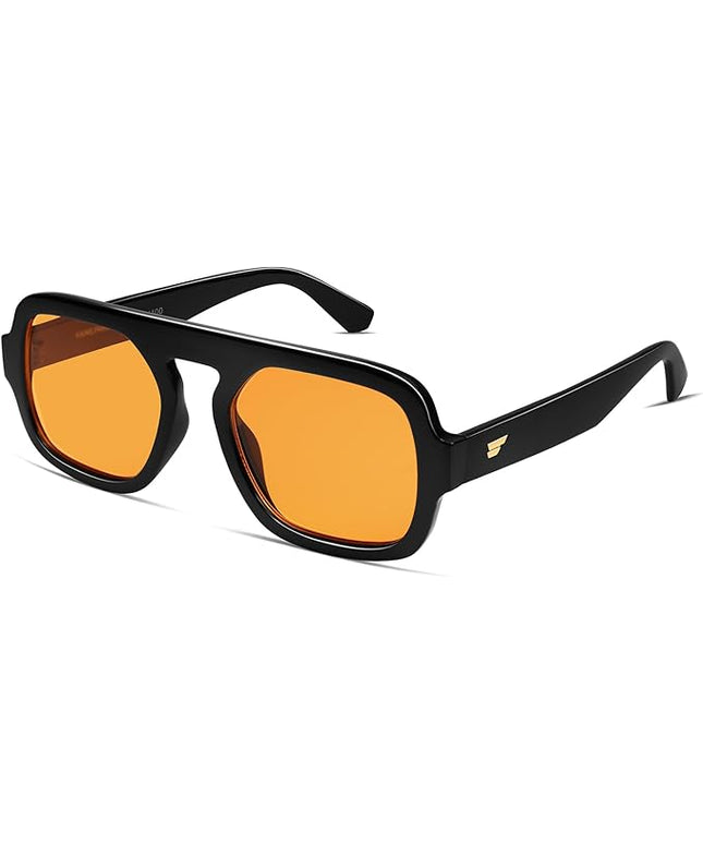 VANLINKER Oversized Retro Square Aviator Sunglasses for Women Men 70s Vintage Style Trendy Big Flat Top Sun Glasses VL9826