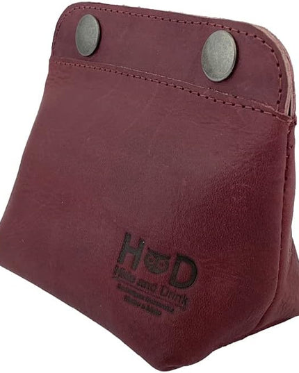 Hide & Drink, Leather Double Snap Pouch, Coin Purse, Cash & Card Holder, Cable Organizer, Makeup, Handmade Includes 101 Year Warranty (Sangria)
