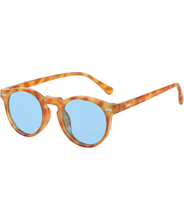 Gleyemor Vintage Polarized Sunglasses for Men Round Sunglasses UV400 Protection Retro Hand-crafted Acetate Frame