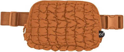 C.C Quilted Puffer Fanny Pack For Women Unisex - Daily Waist Crossbody Belt bag With Adjustable Strap (Rust)