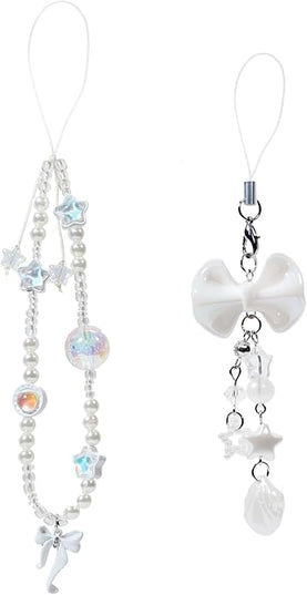 Beaded Camera Wrist Strap, Cute Phone Charms Strap, Pearl Bracelet Wrist Strap, Phone Keychain Decoration for Wallet