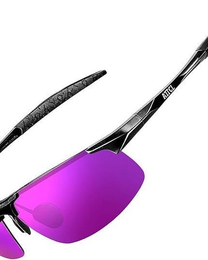 ATTCL Polarized Sunglasses Men Sports: UV Protection Anti Glare Wrap Around Lightweight Metal Driving Fishing Golf Running