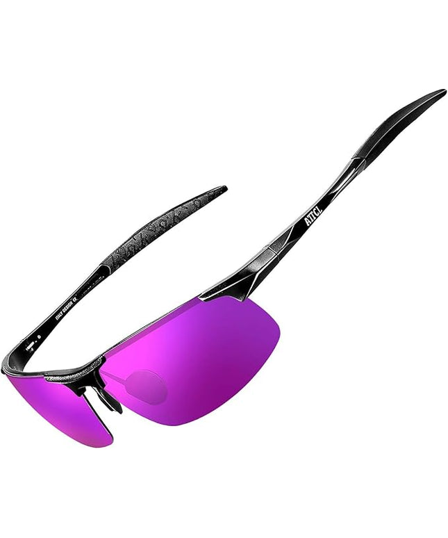 ATTCL Polarized Sunglasses Men Sports: UV Protection Anti Glare Wrap Around Lightweight Metal Driving Fishing Golf Running