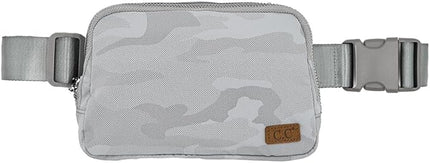 C.C Belt Bag for Women – Quilted Fanny Pack Crossbody Waist Bag with Adjustable Strap, Fashion Gift Idea (Camo grey)