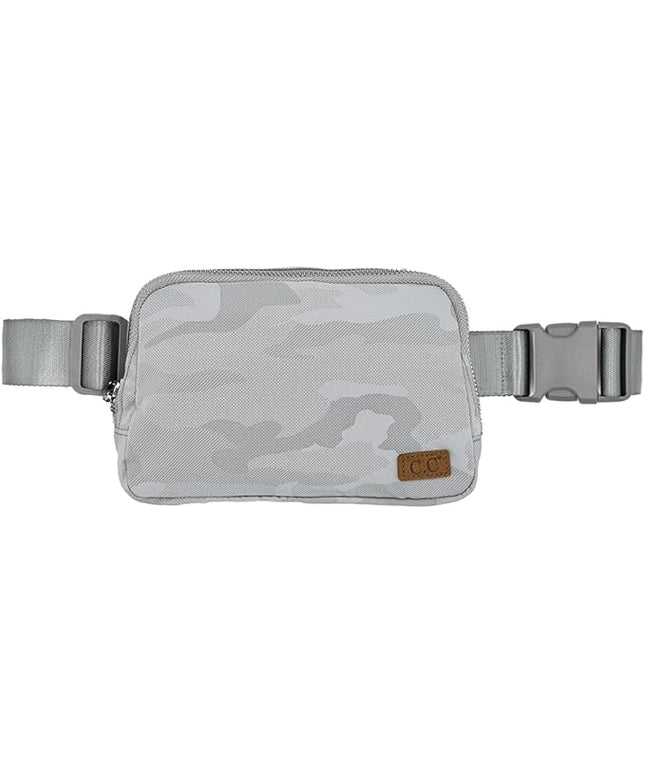 C.C Belt Bag for Women – Quilted Fanny Pack Crossbody Waist Bag with Adjustable Strap, Fashion Gift Idea (Camo grey)
