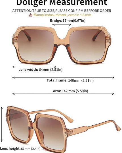 Dollger Oversized Square Sunglasses for Women Big Large Wide Fashion Shades for Men UV Protection Unisex