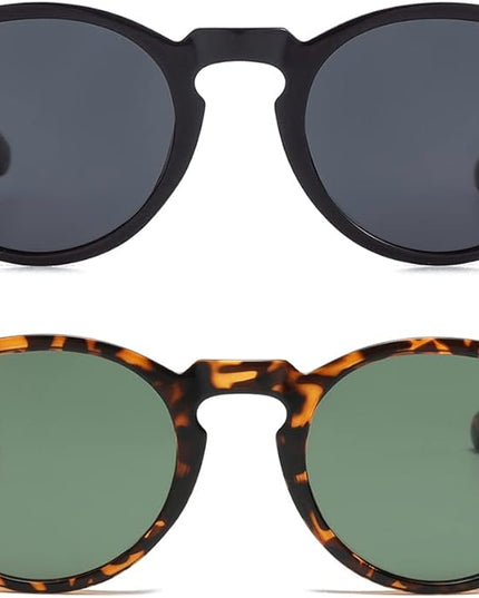 Gleyemor Vintage Polarized Sunglasses for Men Round Sunglasses UV400 Protection Retro Hand-crafted Acetate Frame