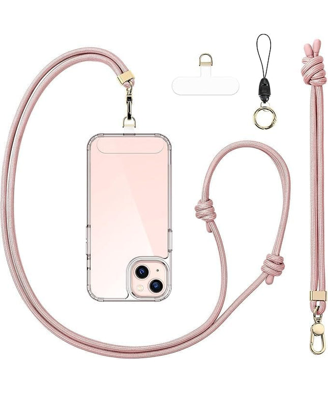 Anti-Theft Phone Lanyard Crossbody & Wrist Strap | 2 Phone Tabs, Secure Lock Design | Universal for All Phones | Adjustable Strap with Premium Metal Buckles | Skin-Friendly Nylon