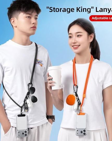Phone Lanyard Phone Strap Crossbody with Hanging Loops 2 Tabs Adjustable Anti Theft for iPhone 17 Pro Max 16 All Phones Skin-Friendly Universal Cell Phone Neck Lanyard for Daily Outdoor Beige