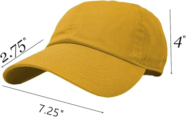Glory Max 100% Cotton Baseball Cap Classic Plain Low Profile Golf Dad Hat Buckle Adjustable