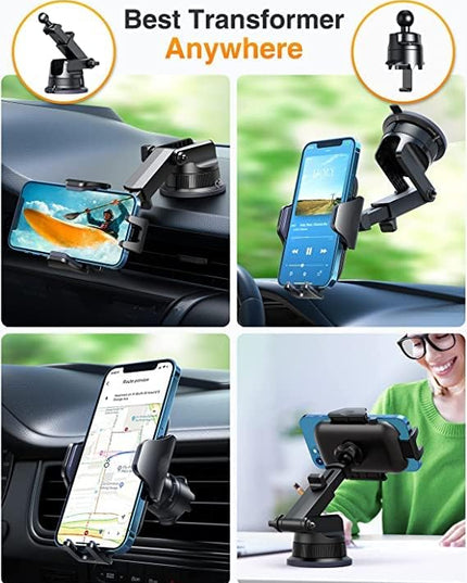 VANMASS [True Military-Grade] Car Phone Holder [Best Suction & Clip] Cell Phone Mount for Dashboard Windshield Vent Truck Cradle Dash Stand for iPhone 15 Pro Max 14 13 12 Android, White