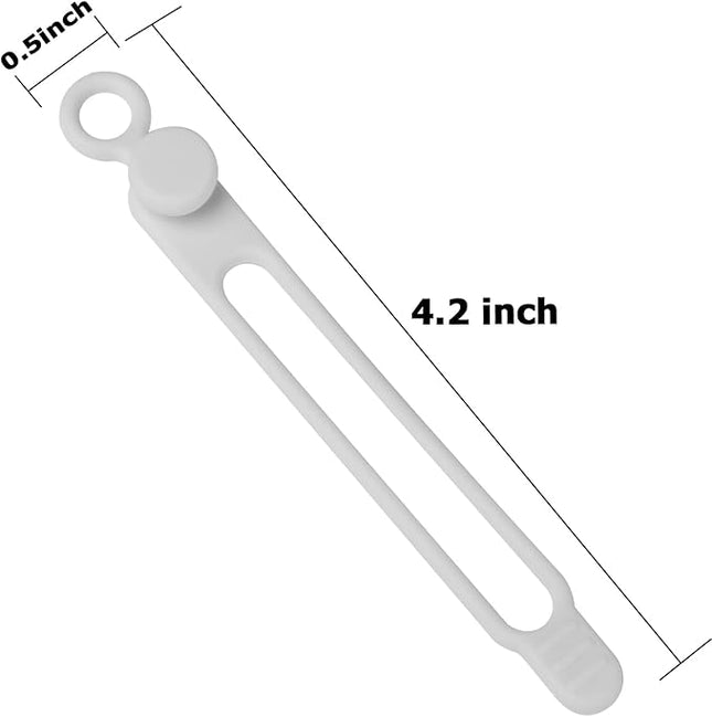 Nearockle 16Pcs Silicone Cable Straps Wire Organizer for Bundling Earphone, Phone Charger, Computer Cords, Reusable Cable Ties Cord Organizer in Home,Office,Kitchen,School(White)
