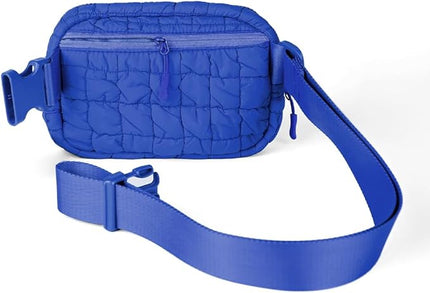 C.C Quilted Puffer Fanny Pack For Women Unisex - Daily Waist Crossbody Belt bag With Adjustable Strap (Cobalt Blue)