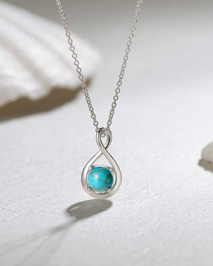 FANCIME Birthstone Necklaces for Women Fine Jewelry Sterling Silver Dainty Infinity Pendant Anniversary Birthday Christmas Gifts for Her Wife Mom Lady Daughter, Chain 16"+2" Extend
