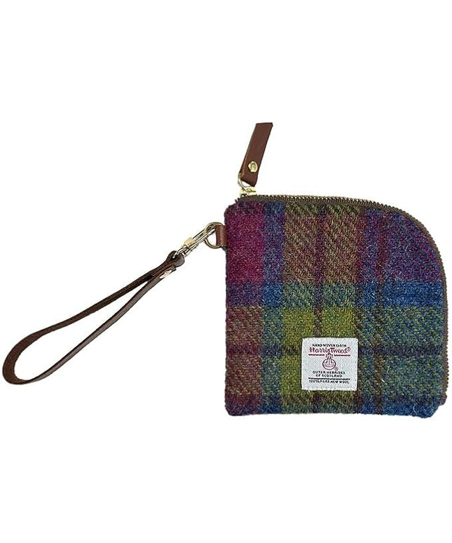 Harris Tweed Wool Coin Purse Small Money Pouch With Zipper For Women Men handmade (Colorful)
