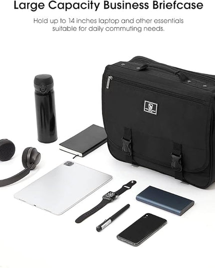 OIWAS Briefcase for 14 Inch Laptop, Messenger Bag for Men Crossbody School Satchel for Boys Multi Pockets Large Capacity Bag with Removable Shoulder Strap