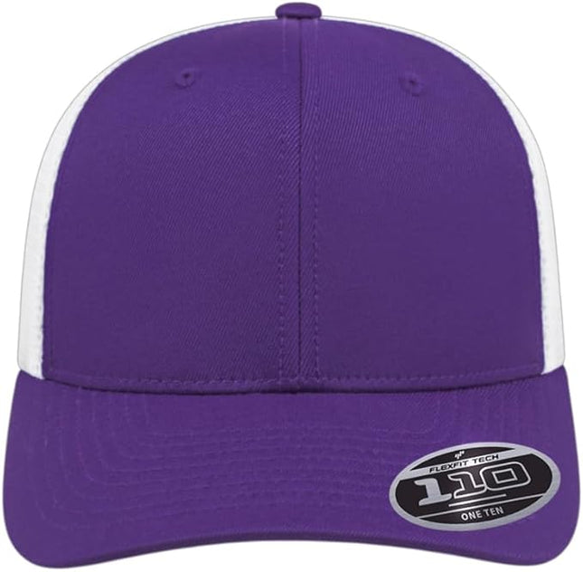 Cap America i8502 Flexfit 110 Premium Mid Profile 6-Panel Mesh Back Trucker Cap Hat w/UV Guard & Adjustable Snapback