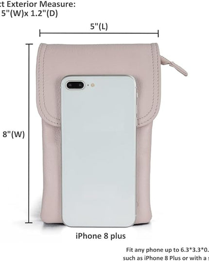 befen Genuine Leather Small Crossbody Bags for Women Cell Phone Bag Cross Body Purses,Silver Zipper