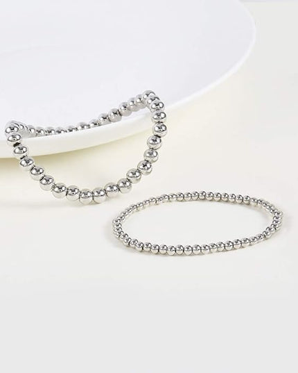 Elegance 11 designs 14K Gold Plated Bead Ball Bracelet Stretchable Elastic Gold Beaded Bracelets for Women