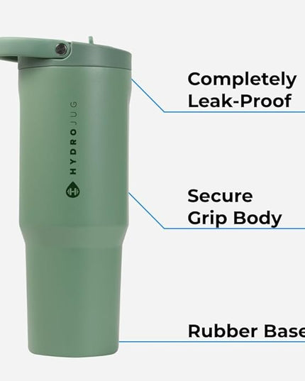 HydroJug Sport - Stainless Steel Tumbler with Straw, Vacuum Insulated, 32oz Leakproof Water Bottle, Ergonomic Design, Reusable, Dishwasher Safe, Rubber Base, Durable for Gym or Outdoors, Camo