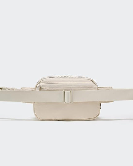 Pander Everywhere Belt Bag for Women, 5 Zipper Pockets Nylon Crossbody Fanny Pack Purse (White Opal)