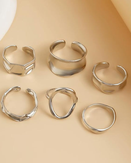 Chunky Rings for Women Adjustable Thick Rings Set Trendy Statement Stackable Ring for Women Chunky Jewlery Irregular Dome Flower Finger Knkuckle Thumb Ring
