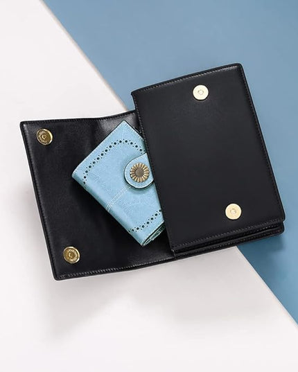 SENDEFN Small Womens Wallet Leather Bifold Card Holder RFID Blocking with Zipper Coin Pocket