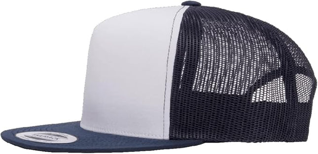 Yupoong 5-Panel YP Classic Trucker Cap | High Profile Flat Visor Snapback | OSFM | Bulk Packs Available